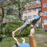 Tatjana t'Felt and her son Adam demonstrating acroyoga for families.
Photography by Emily Wilson Photography